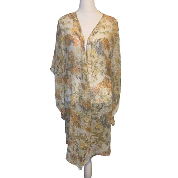 Vince Camuto cream floral sheer duster - Picture 1 of 8